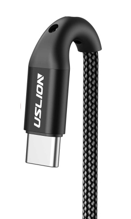 Зарядный USB дата кабель USLION Type-C для быстрой зарядки, 3.0A, 1м, черный