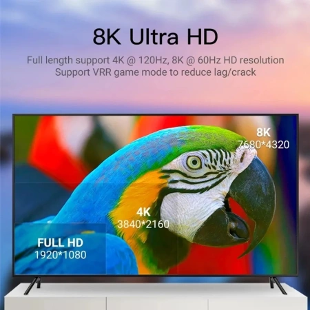 Кабель HDMI v2.1 Optical UltraHD 8K 60Гц / 4K 120Гц, поддержка HDR, ARC, 48 Гбит/с, 5 метров, черный