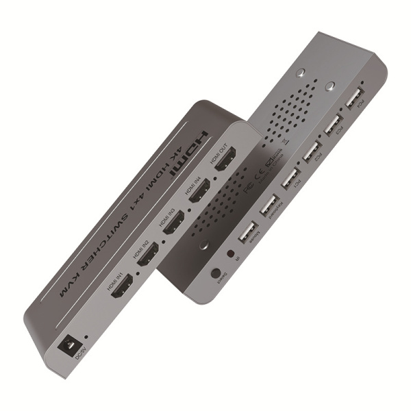 Адаптер - 4-х портовый KVM-переключатель 4K HDMI USB, серебро