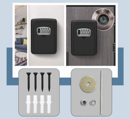 Мини сейф для ключей - ключница настенная - ящик с кодовым замком CH-851, металлический с двойными стенками, черный