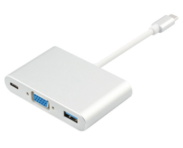 Адаптер - переходник - хаб USB3.1 Type-C на VGA - USB3.1 Type-C - USB3.0, серебро Адаптер - переходник - хаб USB3.1 Type-C на VGA - USB3.1 Type-C - USB3.0, серебро