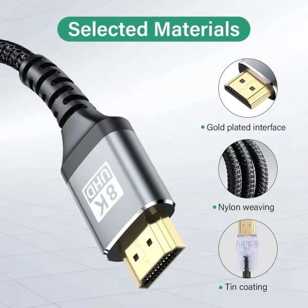 Кабель HDMI v2.1 Premium PRO UltraHD 8K 60Гц / 4K 120Гц, поддержка HDR, ARC, 48 Гбит/с, в оплетке, 1 метр Кабель HDMI v2.1 Premium PRO UltraHD 8K 60Гц / 4K 120Гц, поддержка HDR, ARC, 48 Гбит/с, в оплетке, 1 метр