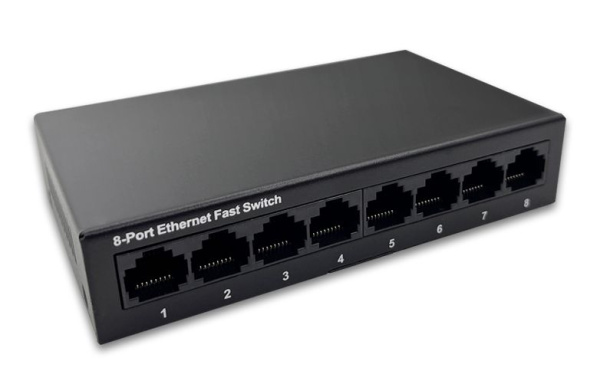 Сетевой свитч – LAN разветвитель – хаб RJ45 на 8 портов, 10/100 Мбит/с UT-Rpoe-8GT, металлический корпус, черный