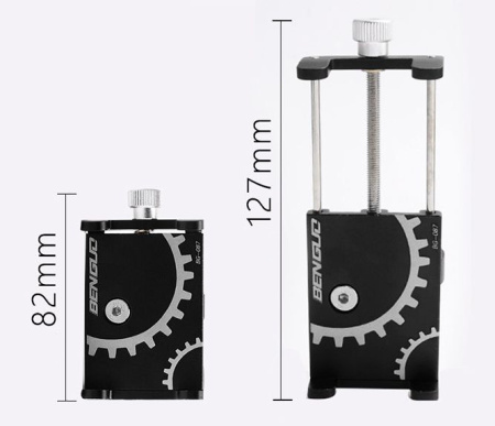 Держатель для телефона на велосипед, мотоцикл, самокат, коляску - металлический велодержатель для смартфона MOD06, ширина 55-95мм, алюминиевый, черный