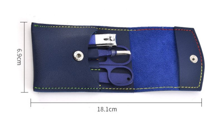 Набор инструментов для маникюра и педикюра - маникюрный набор, 4 предмета, синий