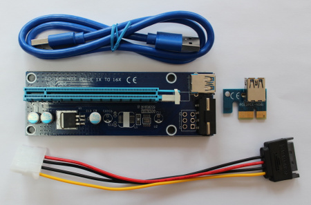 Адаптер - райзер USB3.0 PCI-E 1X на 16X, MOLEX (ver.006/ver.006c)