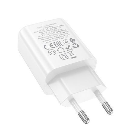 Зарядное устройство сетевое - блок питания HOCO N60, USB Type-C PD20W, белый