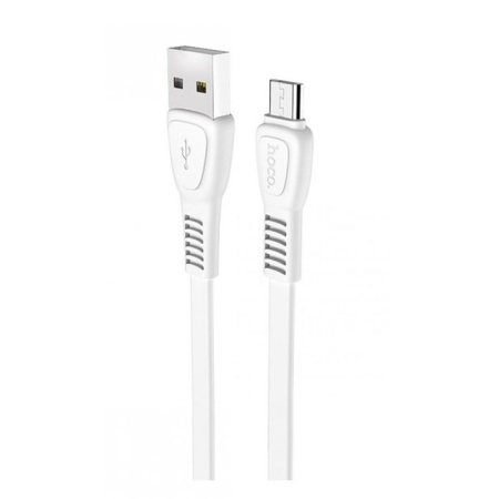 Зарядный USB дата кабель HOCO X40 MicroUSB, 2.4A, 1м, плоский, белый