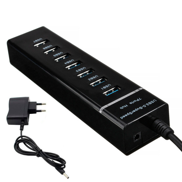 Хаб - концентратор USB3.0 - 7х USB3.0, вертикальный, с LED-индикатором, черный Хаб - концентратор USB3.0 - 7х USB3.0, вертикальный, с LED-индикатором, черный