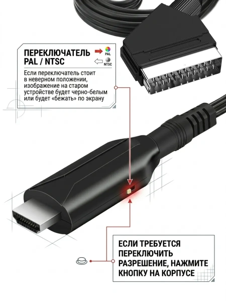 Кабель - переходник HDMI на SCART, черный