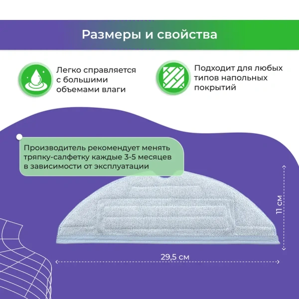Салфетка (тряпка) - многоразовая микрофибра для робота-пылесоса Roborock S7 Pro Ultra Салфетка (тряпка) - многоразовая микрофибра для робота-пылесоса Roborock S7 Pro Ultra