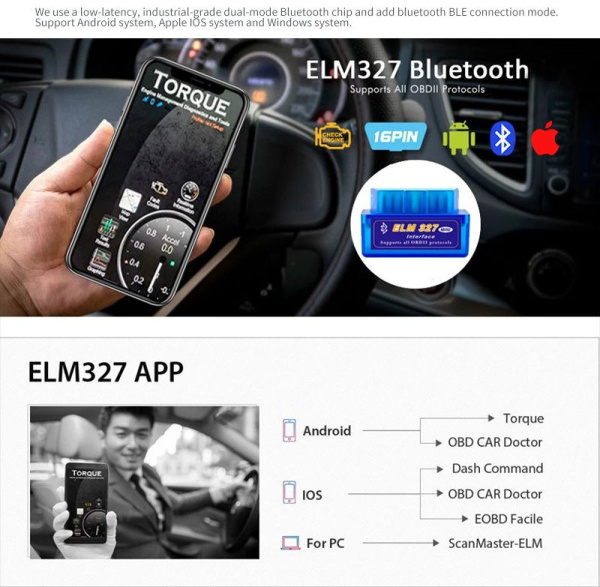 Автосканер ELM327 OBD2 v1.5 двухплатный с оригинальным чипом PIC18F25K80 - aдаптер OBDII ver1.5, Bluetooth v5.1, синий Автосканер ELM327 OBD2 v1.5 двухплатный с оригинальным чипом PIC18F25K80 - aдаптер OBDII ver1.5, Bluetooth v5.1, синий