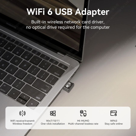Адаптер WIFI 6 - беспроводной Wi-Fi-приемник USB2.0, до 300 Мбит/с, 2.4GHz (Free Driver)