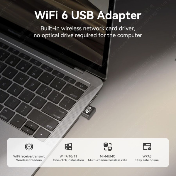 Адаптер WIFI 6 - беспроводной Wi-Fi-приемник USB2.0, до 300 Мбит/с, 2.4GHz (Free Driver) Адаптер WIFI 6 - беспроводной Wi-Fi-приемник USB2.0, до 300 Мбит/с, 2.4GHz (Free Driver)