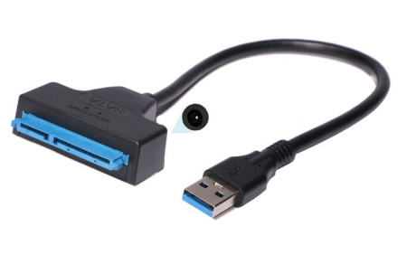 Адаптер - переходник - кабель SATA - USB3.0 для жесткого диска SSD/HDD 2.5″/3.5″ с разъемом питания, ver.03, черный