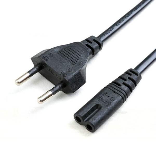Кабель питания, двухконтактный, 220v, 1,5 метра, черный Кабель питания, двухконтактный, 220v, 1,5 метра, черный
