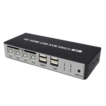 Адаптер - 4-х портовый KVM-переключатель 4K HDMI USB, черный