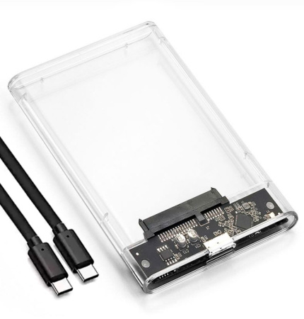 Внешний корпус - бокс SATA - USB3.1 Type-C для жесткого диска SSD/HDD 2.5”, прозрачный
