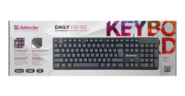 Клавиатура Defender Daily HB-162 45162, 1.8м, черный Клавиатура Defender Daily HB-162 45162, 1.8м, черный