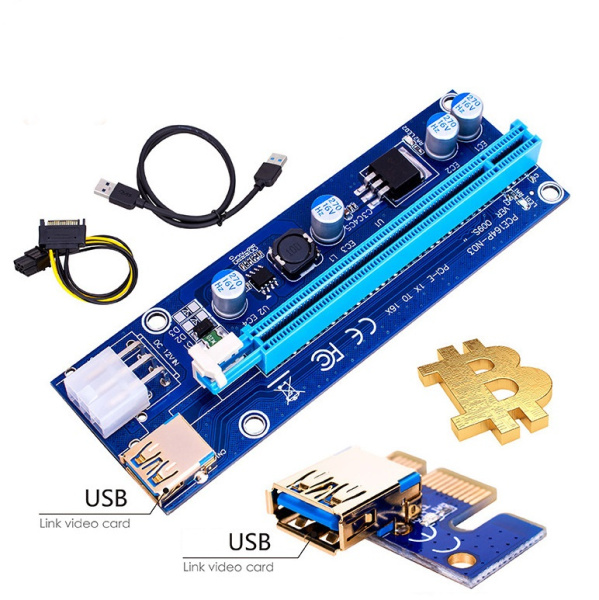 Адаптер - райзер USB3.0 PCI-E 1X на 16X, 6pin (ver.009S) Адаптер - райзер USB3.0 PCI-E 1X на 16X, 6pin (ver.009S)