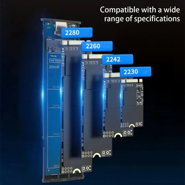 Внешний корпус - бокс для жесткого диска SSD M.2 NGFF - USB-C/USB-A, алюминий, серебро Внешний корпус - бокс для жесткого диска SSD M.2 NGFF - USB-C/USB-A, алюминий, серебро