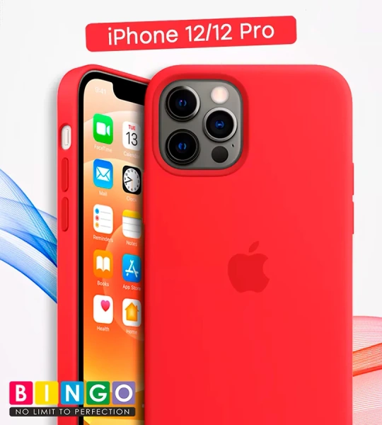 Чехол - бампер для Apple iPhone 12/12 Pro, Bingo Silicone Case, красный