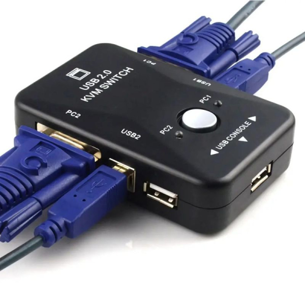 Адаптер - 2-х портовый KVM-переключатель VGA, черный Адаптер - 2-х портовый KVM-переключатель VGA, черный