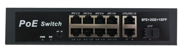 Сетевой хаб LAN - коммутатор POE -  свитч-разветвитель на 8+2 RJ45 порта + SFP порт, 10/100/1000 Мбит/с, молниезащита Сетевой хаб LAN - коммутатор POE -  свитч-разветвитель на 8+2 RJ45 порта + SFP порт, 10/100/1000 Мбит/с, молниезащита
