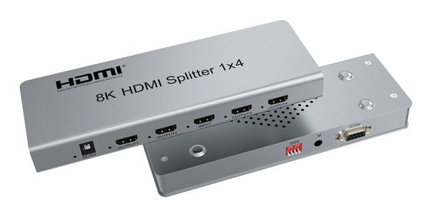 Cплиттер - разветвитель 1×4 HDMI UltraHD 8K 60Гц / 4K 120Гц, до 40 Гбит/c, поддержка HDCP2.3 / EDID / RS232