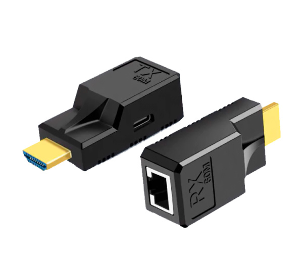 Удлинитель сигнала HDMI по витой паре RJ45 (LAN) MINI до 60 метров, активный, FullHD 1080p, комплект, черный Удлинитель сигнала HDMI по витой паре RJ45 (LAN) MINI до 60 метров, активный, FullHD 1080p, комплект, черный
