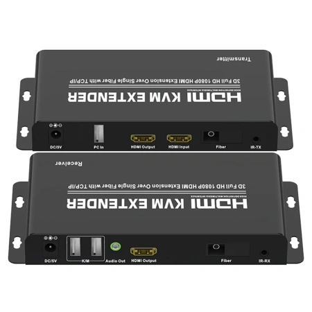 KVM-удлинитель HDMI USB по оптическому кабелю SC до 20км, комплект, черный