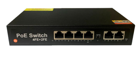 Сетевой хаб LAN - коммутатор POE -  свитч-разветвитель на 4+2 RJ45 порта, 10/100 Мбит/с, молниезащита
