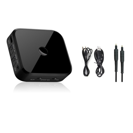 Универсальный аудио адаптер RX/TX Bluetooth v5.0 - оптика (Toslink/SPDIF) - jack 3.5mm (AUX), TX16, черный