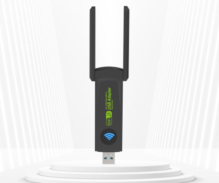 Адаптер - беспроводной Wi-Fi-приемник USB3.0, две антенны, до 150 Мбит/с, двухдиапазонный - 2.4GHz/5.8GHz (Free Driver)