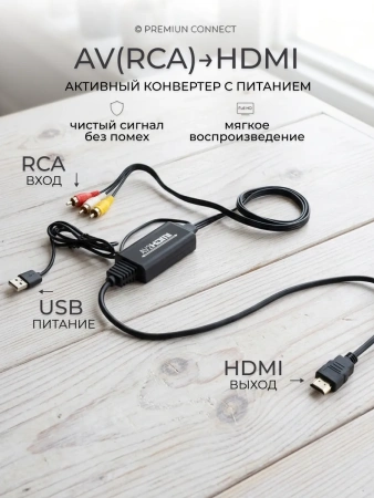Кабель - переходник RCA (AV) на HDMI ver.01, черный