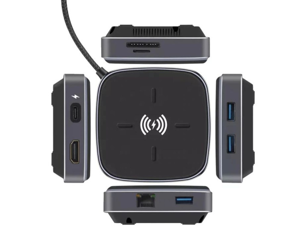 Адаптер - док-станция 9in1 USB3.1 Type-C на RJ45 (LAN) - HDMI 4K - 3x USB3.0 - USB3.1 Type-C - SD/TF - беспроводное ЗУ Адаптер - док-станция 9in1 USB3.1 Type-C на RJ45 (LAN) - HDMI 4K - 3x USB3.0 - USB3.1 Type-C - SD/TF - беспроводное ЗУ