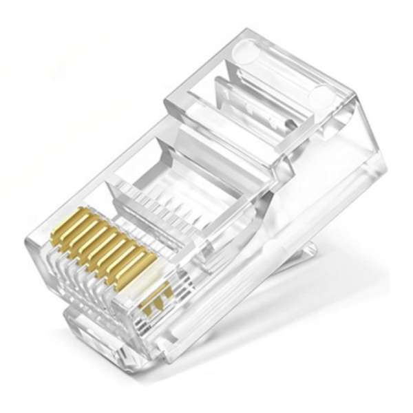 Коннектор RJ45 CAT-5E, пластик, прозрачный, 1 штука Коннектор RJ45 CAT-5E, пластик, прозрачный, 1 штука