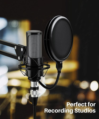 Аудио-кабель XLR (для микрофона, гитары, инструментов), M-F, black, 1 метр