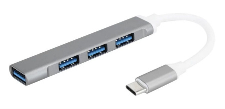 Адаптер - переходник - хаб USB3.1 Type-C на USB3.0 - 3x USB2.0, серый