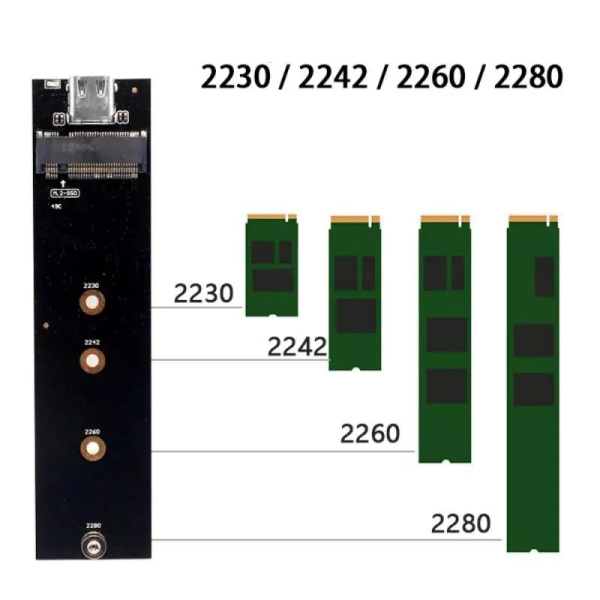 Внешний корпус - бокс для жесткого диска SSD M.2 NVME - USB-C/USB-A, алюминий, черный Внешний корпус - бокс для жесткого диска SSD M.2 NVME - USB-C/USB-A, алюминий, черный