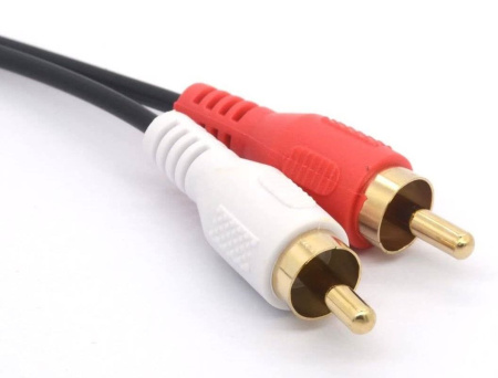 Кабель 2x RCA - jack 3.5mm (AUX), папа-мама, 0,4 метра, черный