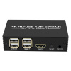 Адаптер - 2-х портовый KVM-переключатель HDMI 4K USB2.0/USB-C, черный