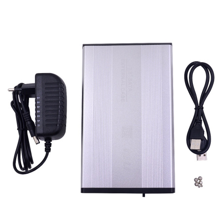 Внешний корпус - бокс SATA - USB2.0 для жесткого диска SSD/HDD 3.5”, алюминий, серебро