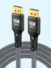 Кабель DisplayPort - DisplayPort v2.1 16K30Hz / 8K60Hz / 4K240Hz, 80Gps, 12 бит, папа-папа, 1 метр, в оплетке, серый