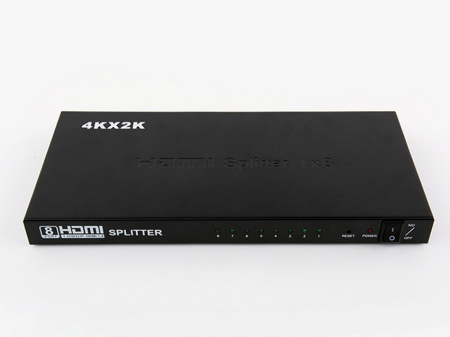 Адаптер - разветвитель - сплиттер 1×8 HDMI, UltraHD 4K 3D, активный, черный