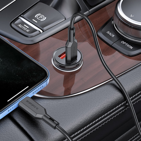 Автомобильное зарядное устройство USB BOROFONE BZ18A, 1 USB QC3.0 + 1 USB Type-C PD20W, черный