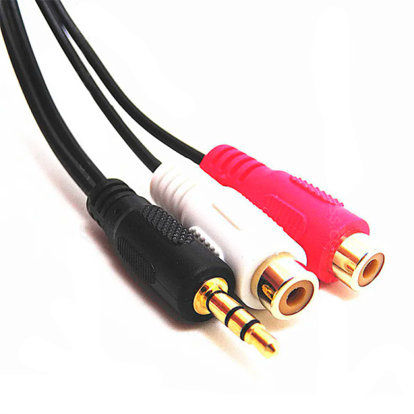 Кабель 2x RCA - jack 3.5mm (AUX), мама-папа, 0,3 метра, черный Кабель 2x RCA - jack 3.5mm (AUX), мама-папа, 0,3 метра, черный