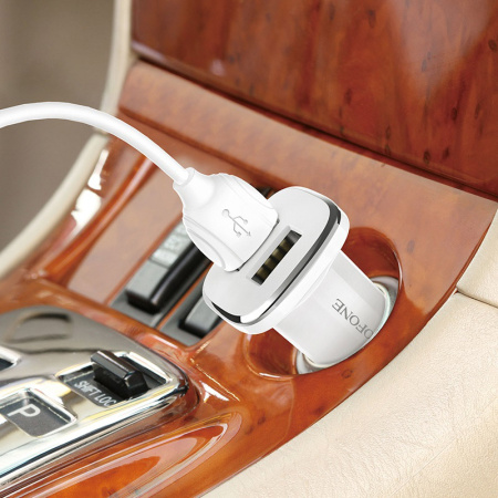 Автомобильное зарядное устройство USB BOROFONE BZ12, 2.4A, 2 USB, белый