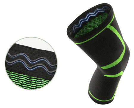 Фиксатор коленного сустава - бандаж на колено - ортопедический эластичный наколенник - спортивная компрессионная нескользящая поддержка для колена, размер S, черно-зеленый