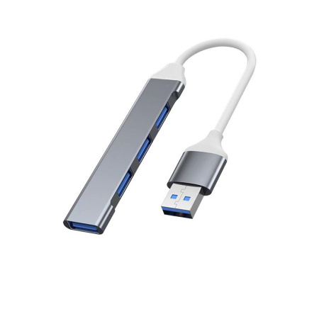 Хаб - концентратор USB3.0 - 1х USB3.0 + 3х USB2.0, ультра-тонкий, серый